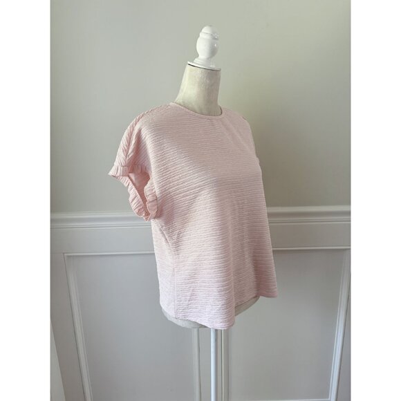 Pale Pink Textured Ruffle Sleeve Blouse XL - Picture 2 of 4